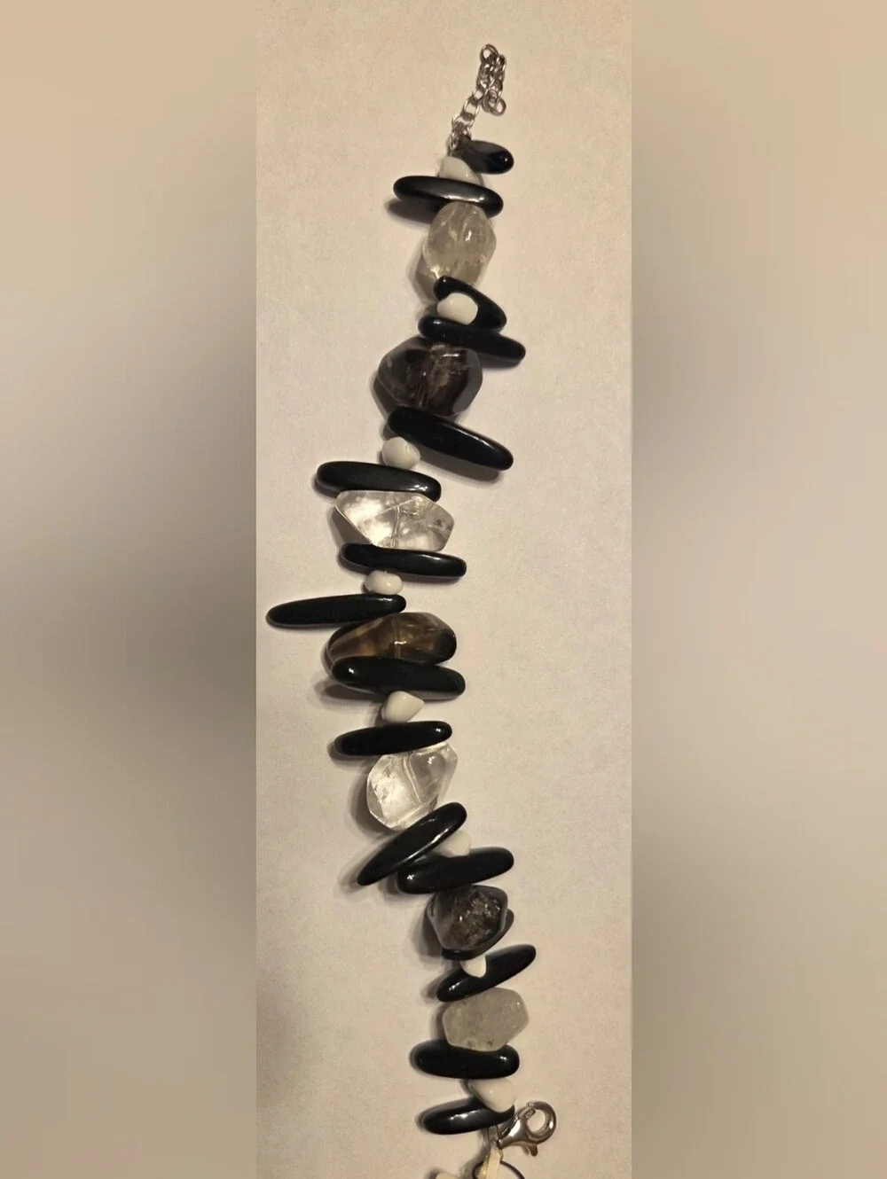 NWT Athra Smoky Quartz And Onyx Sterling Silver Bracelet